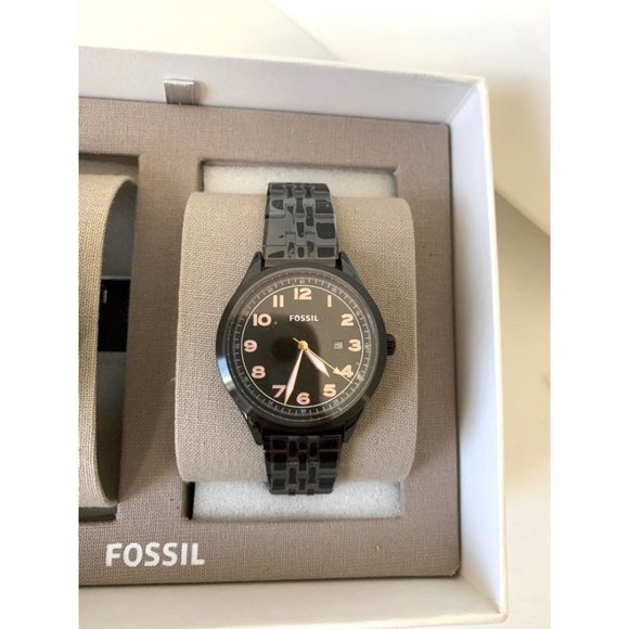 Fossil Couple Watches Black Steel